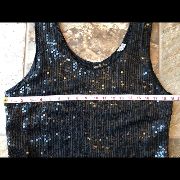Vintage 100% silk black sequin tank top - Picture 2 of 8